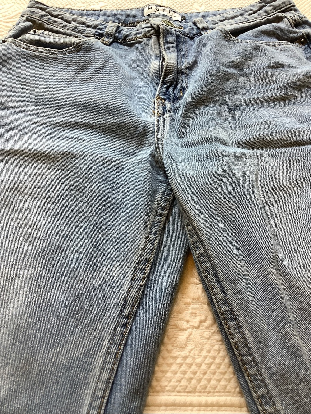 Motel Rocks Light Blue Straight Leg Jeans - Picture 5 of 13